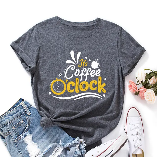 European And American Letter Print Loose Round Neck Short Sleeve T shirt Dark Gray - Shop at LoveMi