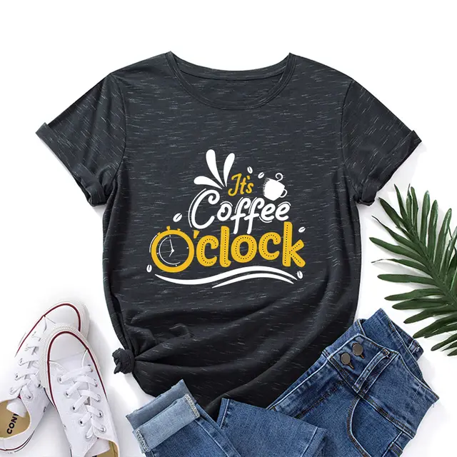 European And American Letter Print Loose Round Neck Short Sleeve T shirt Meteor Gray - Shop at LoveMi
