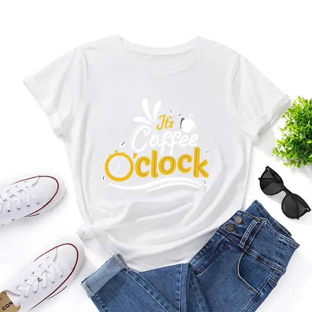 European And American Letter Print Loose Round Neck Short Sleeve T shirt White - Shop at LoveMi