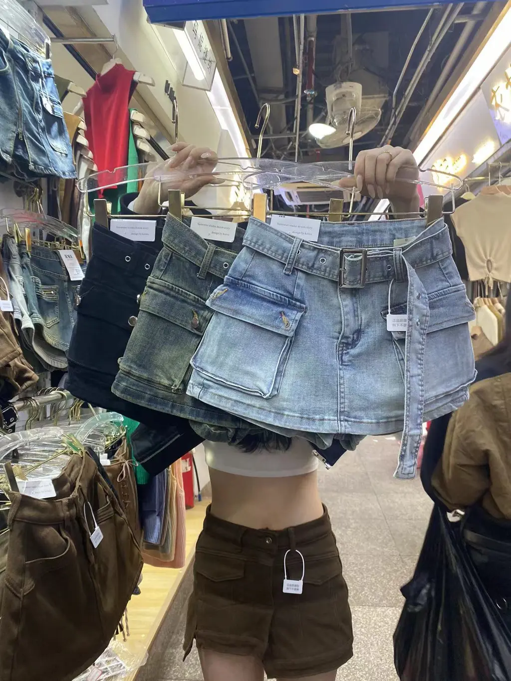 High Waist A- Line Denim Shorts Women - Light Blue