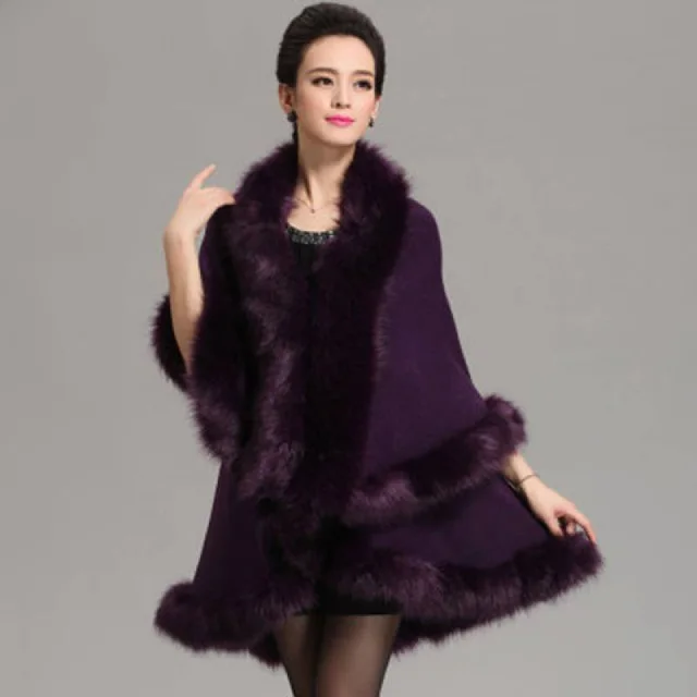 Women's Inverness Mid length Coat Plus Size Purple - Shop at LoveMi