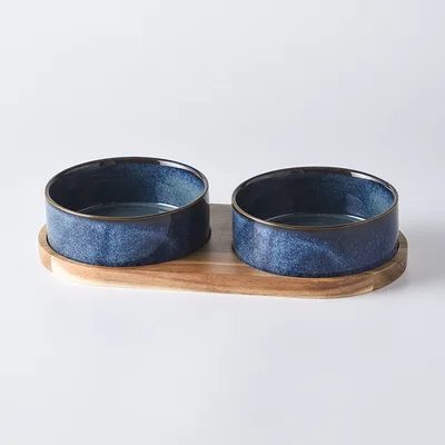Pet Double Bowl Anti tumble Drinking Water Rice Basin Small Size 13Cm - Shop at LoveMi