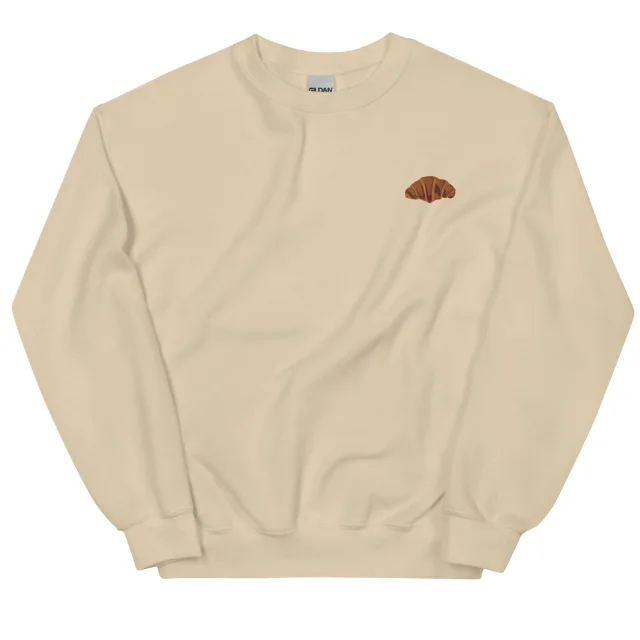European And American Digital Printing Croissant Round neck Sweater Apricot - Shop at LoveMi