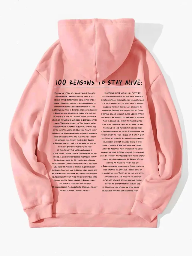 Women's Letter Printed Pocket Fleece lined Drawstring Sweatshirt Pink - Shop at LoveMi