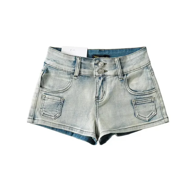 Street Style Skinny Sheath Low Waist Denim Shorts Summer Ins Small Retro Blue - Shop at LoveMi