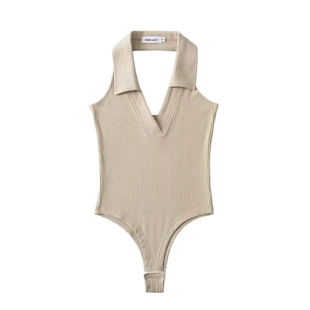 Sweet Cool Style Sleeveless Leotard Backless Sexy Apricot - Shop at LoveMi