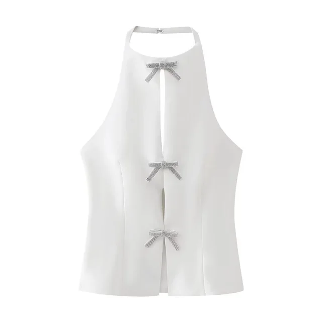 Women's Fashion Jewelry Bowknot Decoration Hanging Collar Top White - Shop at LoveMi