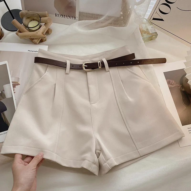 Style Retro Simple High Waist A- Line Wide Leg Pants - Apricot - View 1