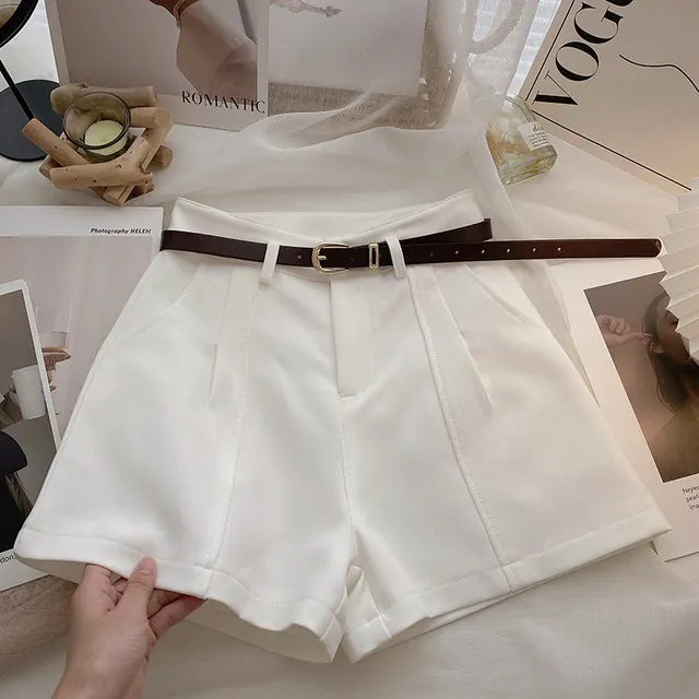 Style Retro Simple High Waist A Line Wide Leg Pants White - Shop at LoveMi