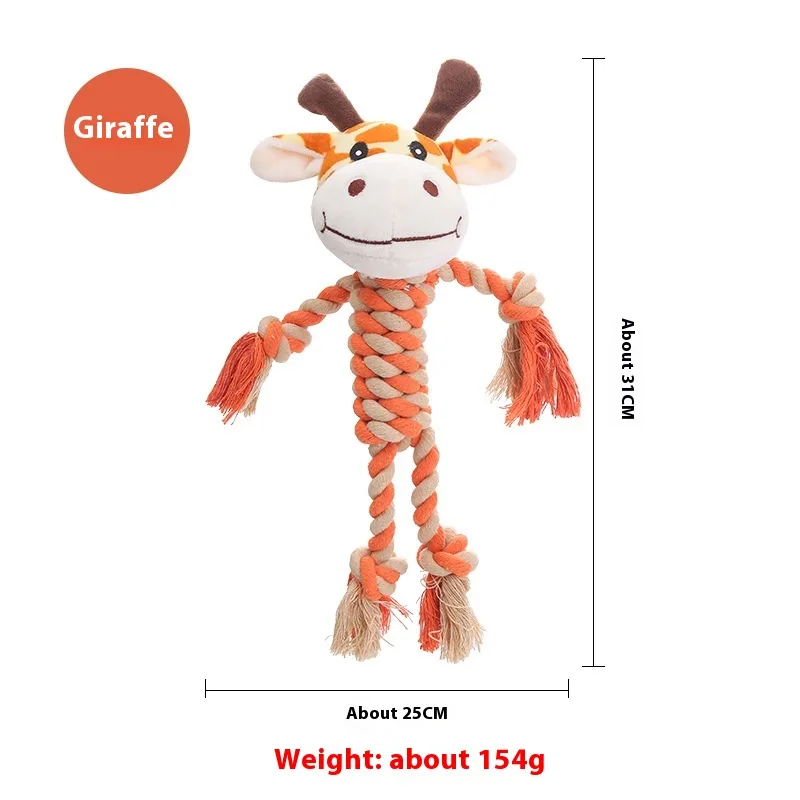 Plush Dog Toy Animal Shape Bite-resistant Molar Pet Products - Giraffe