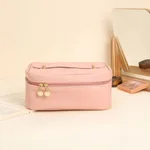 Large Capacity PU Waterproof Student Portable Portable Toiletry Bag - Pink