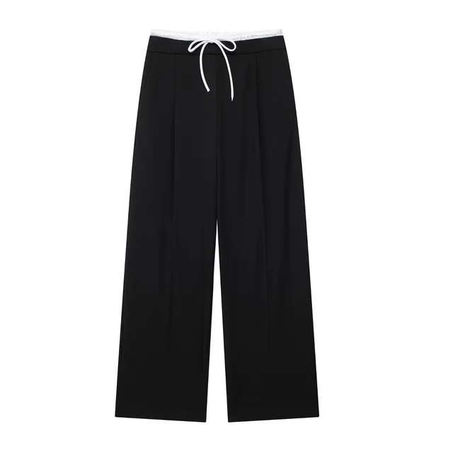 Casual Versatile High Waist Slimming Wide Leg Pants Black - Shop at LoveMi