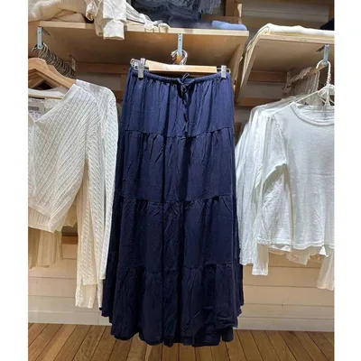 Lace up Half body Female High Waist Tiered Dress Navy - Shop at LoveMi