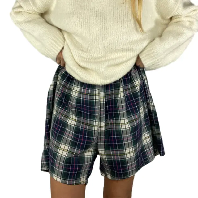 Women's Shorts Loose Plaid Beach Pants Home Wear A Black And White Plaid - Shop at LoveMi