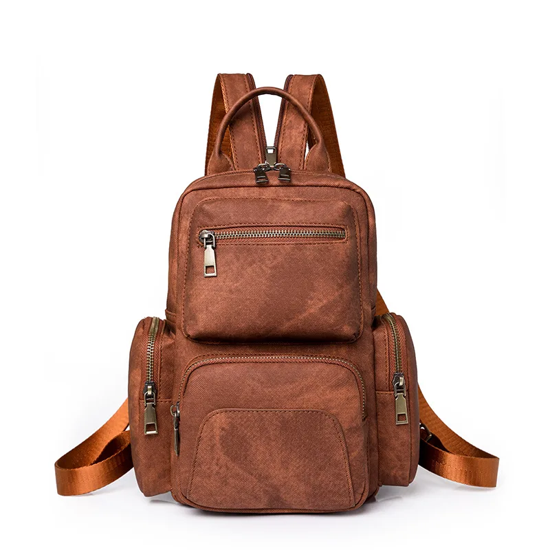 Women's Backpack PU Travel Lady Retro Caramel Color - Shop at LoveMi