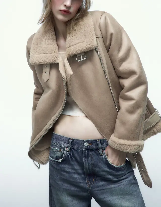 Women's Double sided Suede Motorcycle Jacket Tan - Shop at LoveMi