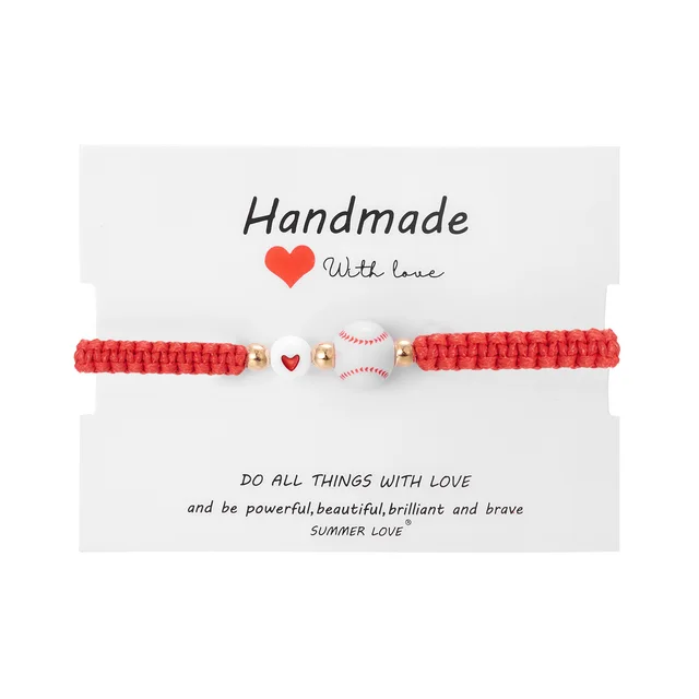 Ball Bracelet Sports Weaving Adjustable 6 Baseball - Shop at LoveMi
