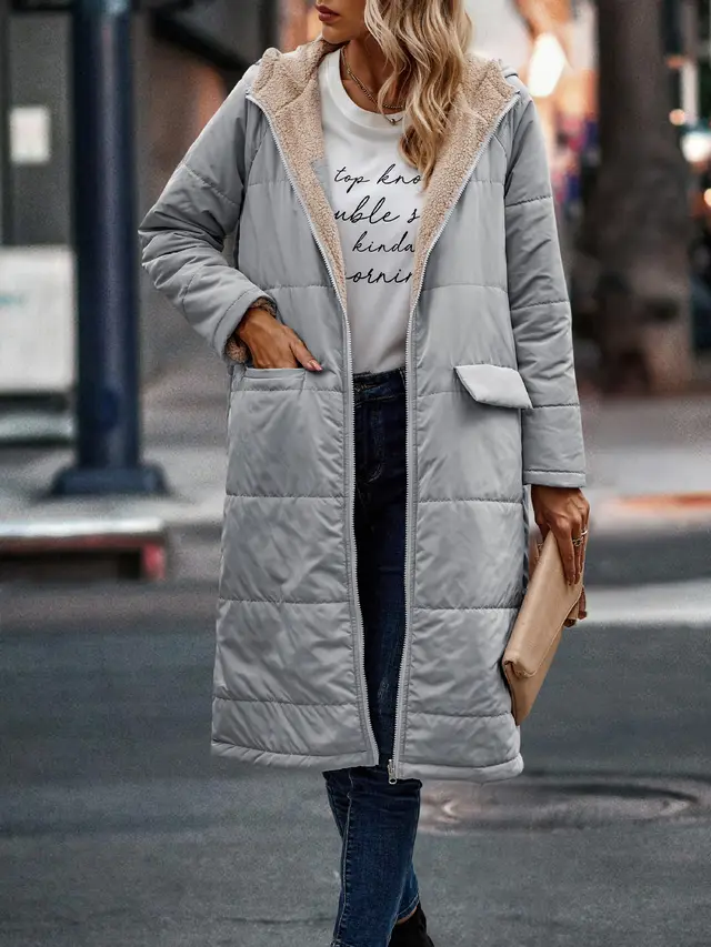 Fashion Simple Stitching Long sleeved Hooded Jacket Light Gray - Shop at LoveMi