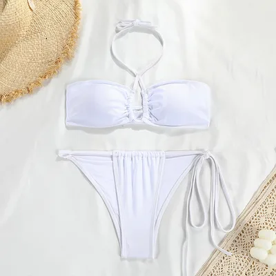 Fashion Women Tube Top Banded Bikini White - Shop at LoveMi