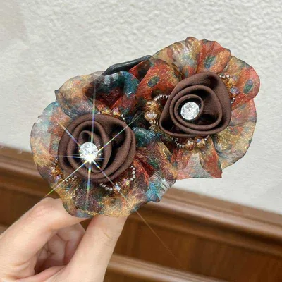 High grade Flower Ponytail Clip Temperament Updo Elegant Rose Grip Brown - Shop at LoveMi