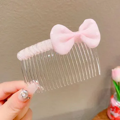 Children's Bangs Hair Comb Internet Celebrity Back Head Barrettes Mesh Bow - Shop at LoveMi