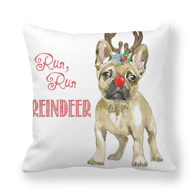 Christmas Cartoon Cute Dog Peach Skin Fabric Style Pillow Cover Style 05 - Shop at LoveMi