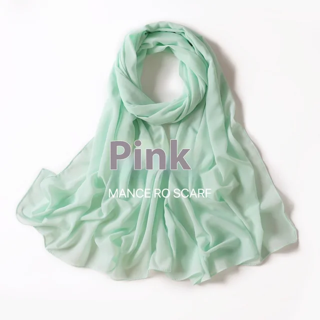Pure Color Pearl Chiffon Scarf Headcloth Veil Chiffon Scarf 46 Powder Green - Shop at LoveMi
