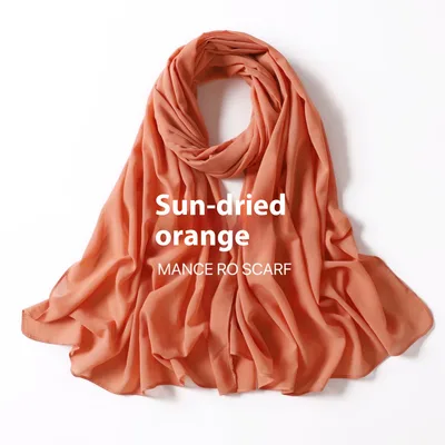 Pure Color Pearl Chiffon Scarf Headcloth Veil Chiffon Scarf 62 Sun Orange - Shop at LoveMi