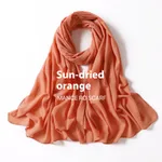 Pure Color Pearl Chiffon Scarf Headcloth Veil Chiffon Scarf - 62 Sun Orange - View 1