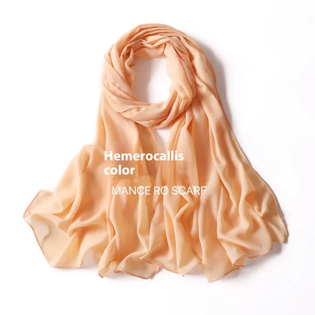 Pure Color Pearl Chiffon Scarf Headcloth Veil Chiffon Scarf 64 Hemerocallis - Shop at LoveMi