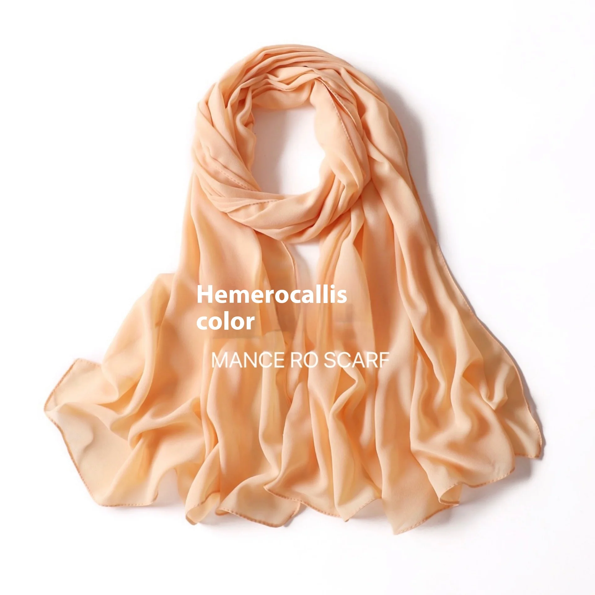 Pure Color Pearl Chiffon Scarf Headcloth Veil Chiffon Scarf - 64 Hemerocallis