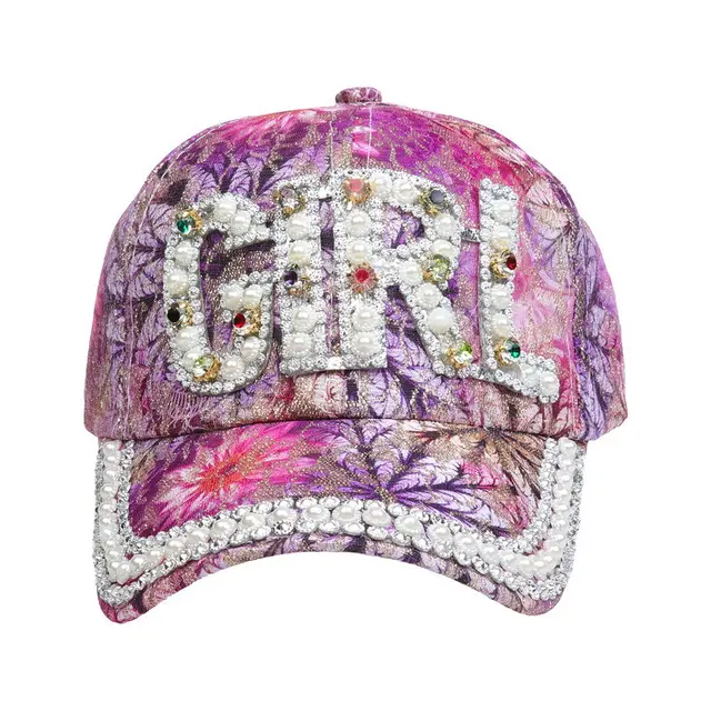 Sequined Diamond Baseball Cap Letter Sun proof Diamond Rose Red - Shop at LoveMi
