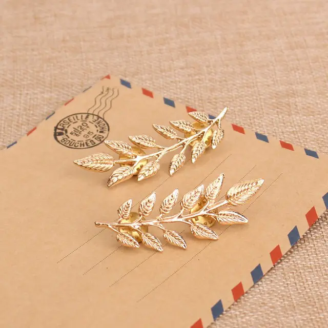 Elegance Leaf Shaped Brooch Personality Shirt Collar Pin Suit Collar Buckle Corsage Gold - Shop at LoveMi
