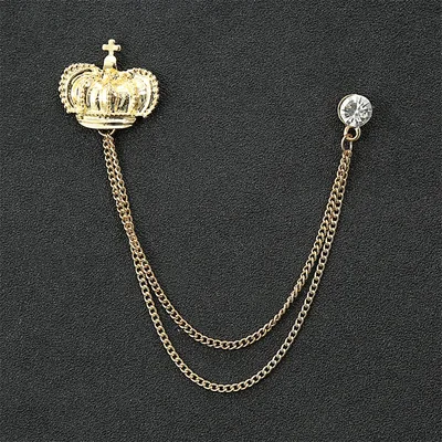 Fashion Simple Men's Chain Rudder Brooch Golden Crown - Shop at LoveMi