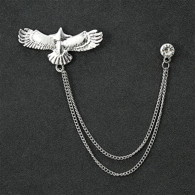 Fashion Simple Men's Chain Rudder Brooch Silver Eagle - Shop at LoveMi