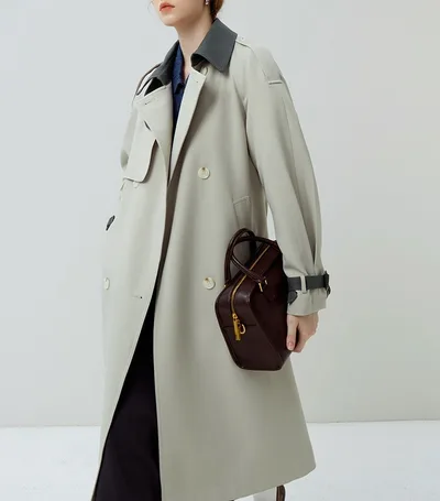 High end Super Nice Windbreaker Women's New Fall Mid length Coat Apricot - Shop at LoveMi