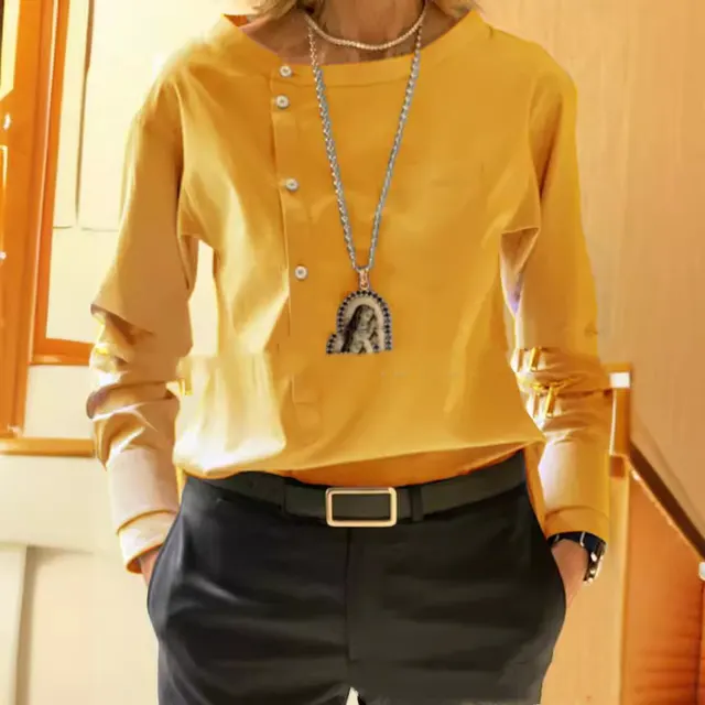 Solid Color Pure Cotton And Linen Zipper Removable Sleeve Shirt Yellow - Shop at LoveMi