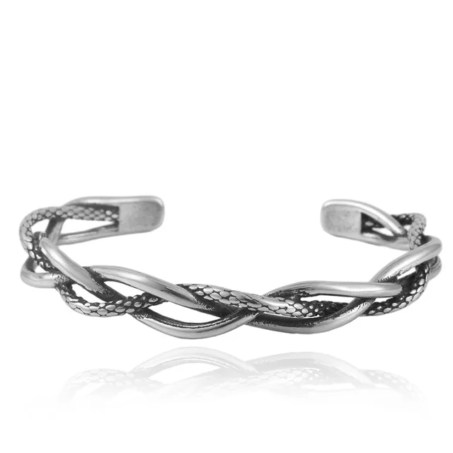 Retro Stainless Steel Hollow Snake Bracelet Steel Color - Shop at LoveMi