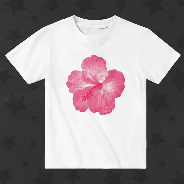 New Summer Flower Print Slim fit Sexy Navel Round Neck Women's Short Top White - Shop at LoveMi
