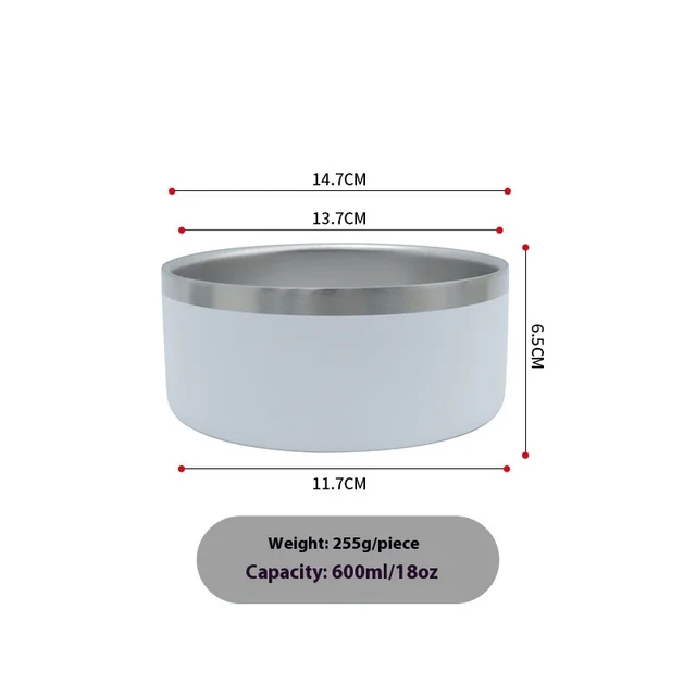 304 Stainless Steel Bowl For Pet Double layer Thickening White - Shop at LoveMi