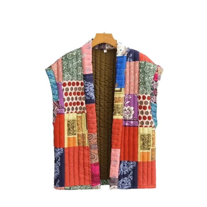 Street Fashion Printed Short Sleeve Vest Coat Floral - Shop at LoveMi