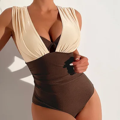 One piece Swimsuit Women's Lace up Bikini Khaki - Shop at LoveMi
