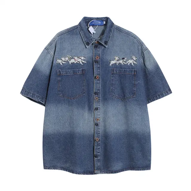 Tie dye Gradient Denim Shirt Summer Blue - Shop at LoveMi