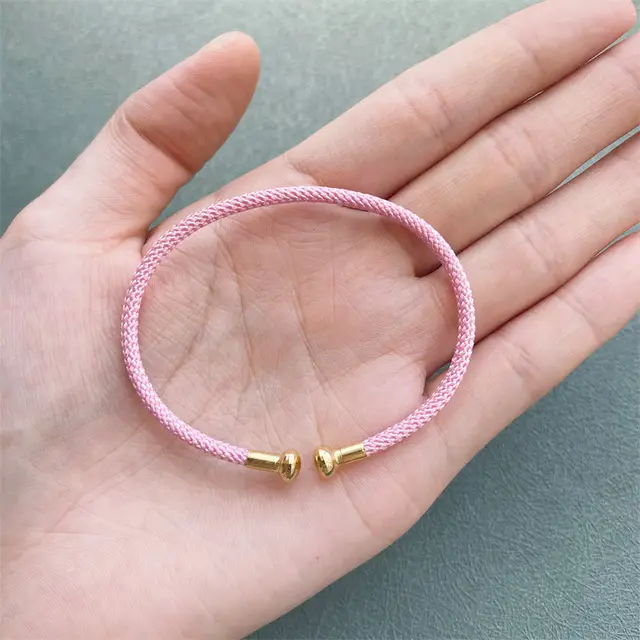 C Shaped Elastic Adjustable Mouth Universal Steel Wire Bracelet Pink - Shop at LoveMi