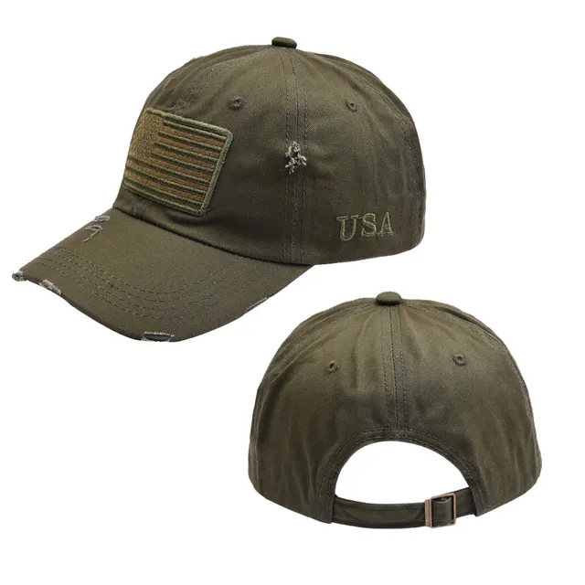 Letter Embroidery USA Flag Baseball Hat Army Green - Shop at LoveMi
