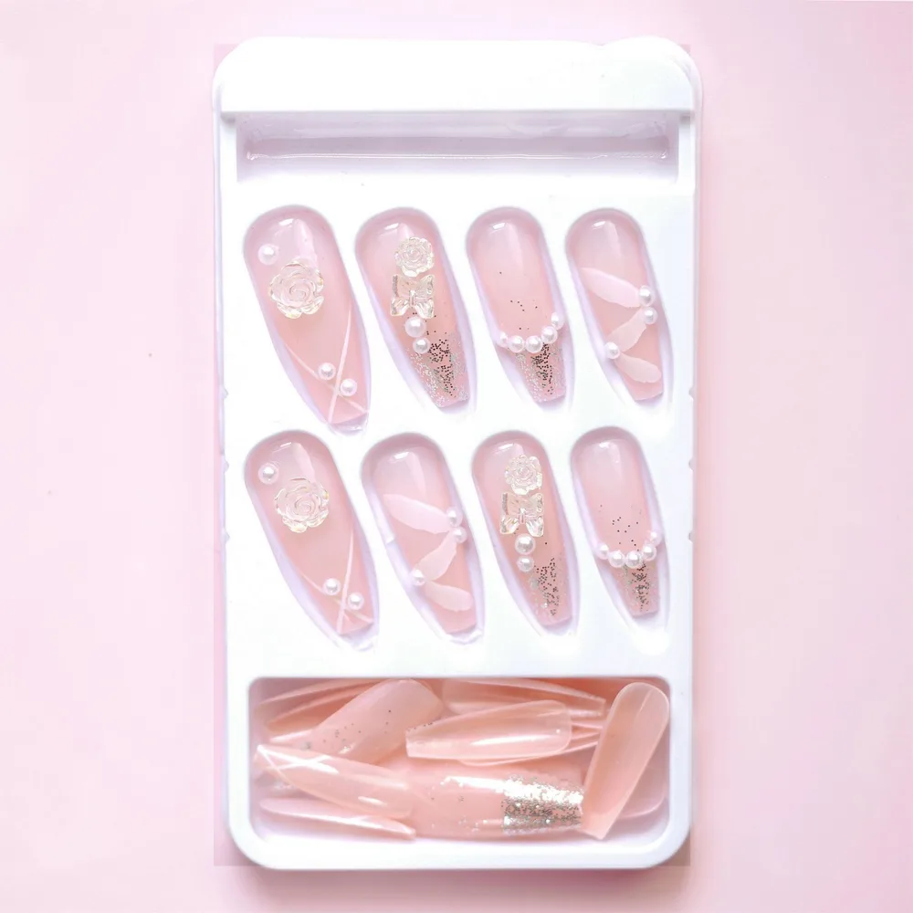 Rose Ribbon Fake Nail Tip Z51 Rose Ribbon - Shop at LoveMi