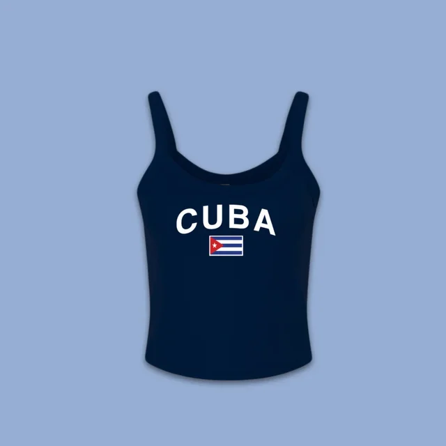 Solid Color Flag Print Summer Women's Camisole Vest Dark Blue17 - Shop at LoveMi
