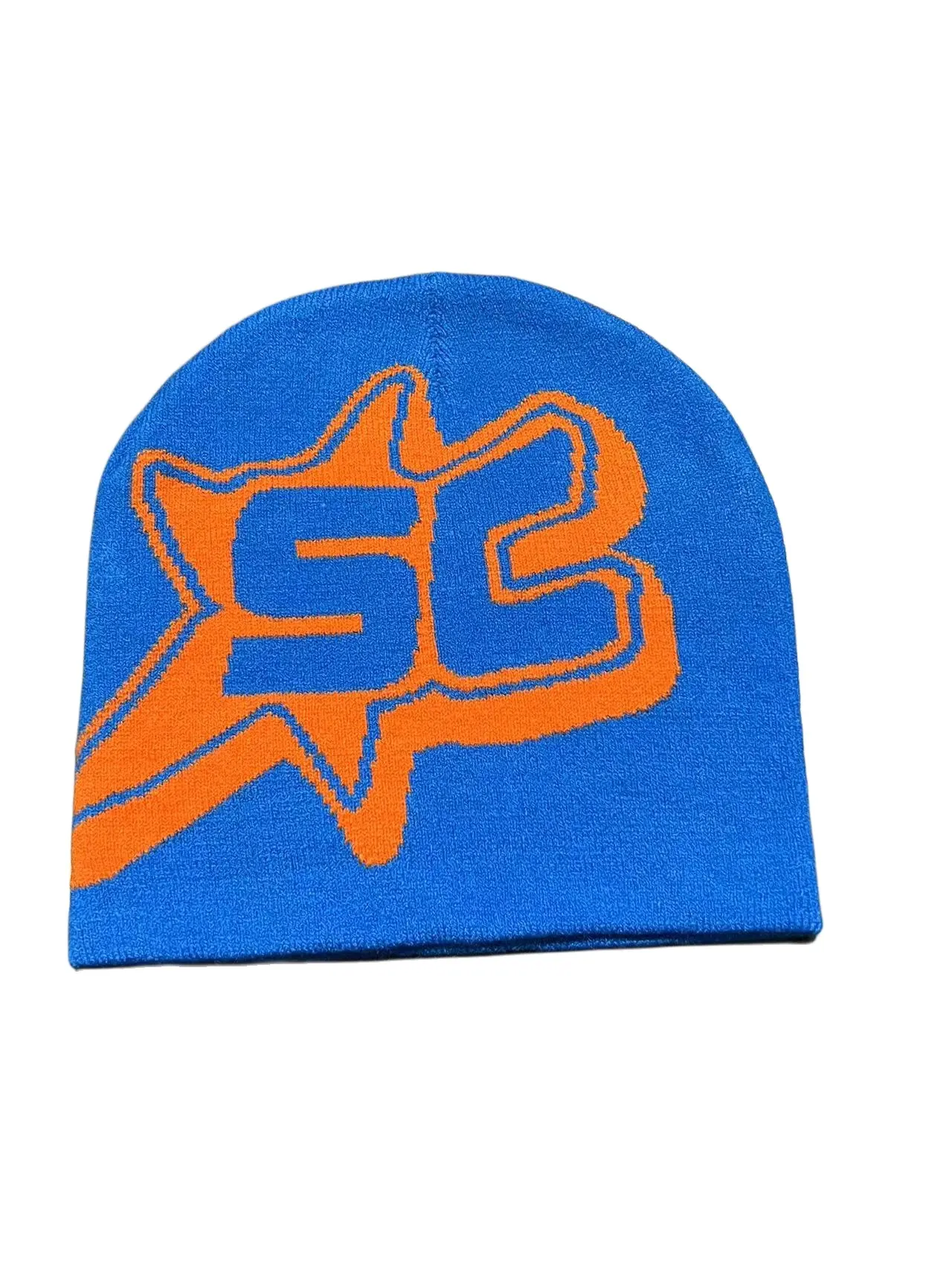 Jacquard Letter SC Trend Knitting Sleeve Cap - Blue Orange