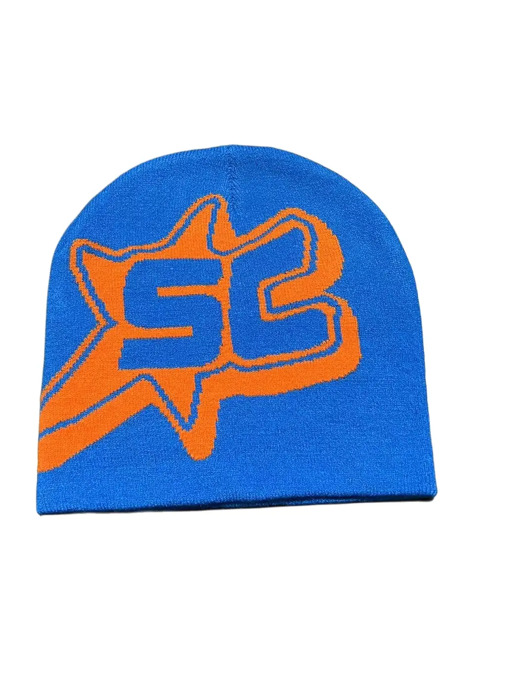 Jacquard Letter SC Trend Knitting Sleeve Cap - Blue Orange