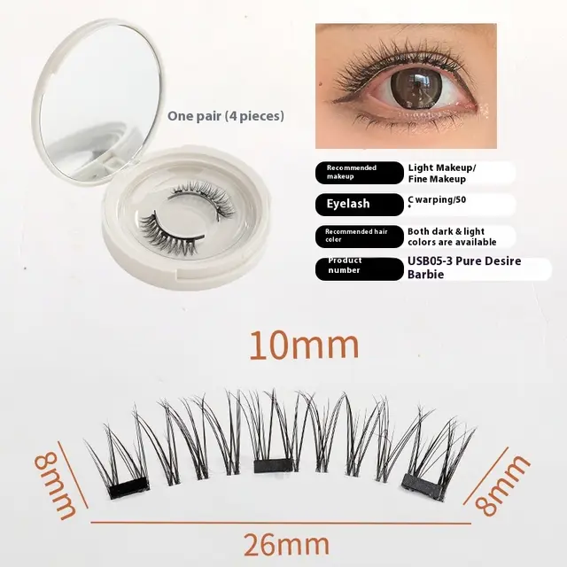 Magnetic False Eyelashes One pair Package Natural Barbie Send Wearing Clip - Shop at LoveMi
